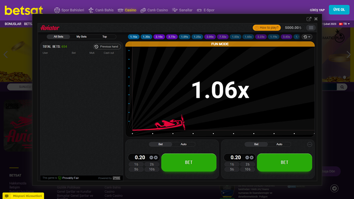 Betsat Aviator Uçak Bahis Oyunu Oynama Adımları